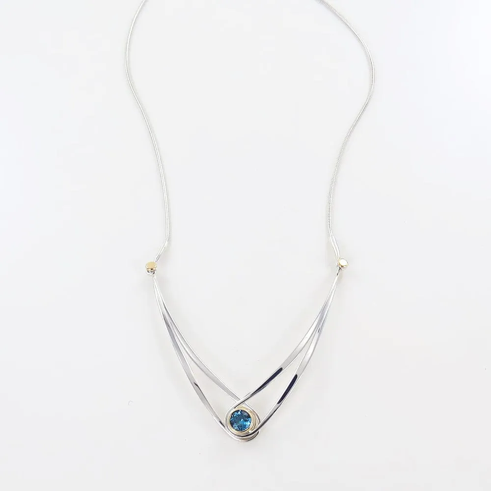 Blue Topaz Gemstone Swing Necklace