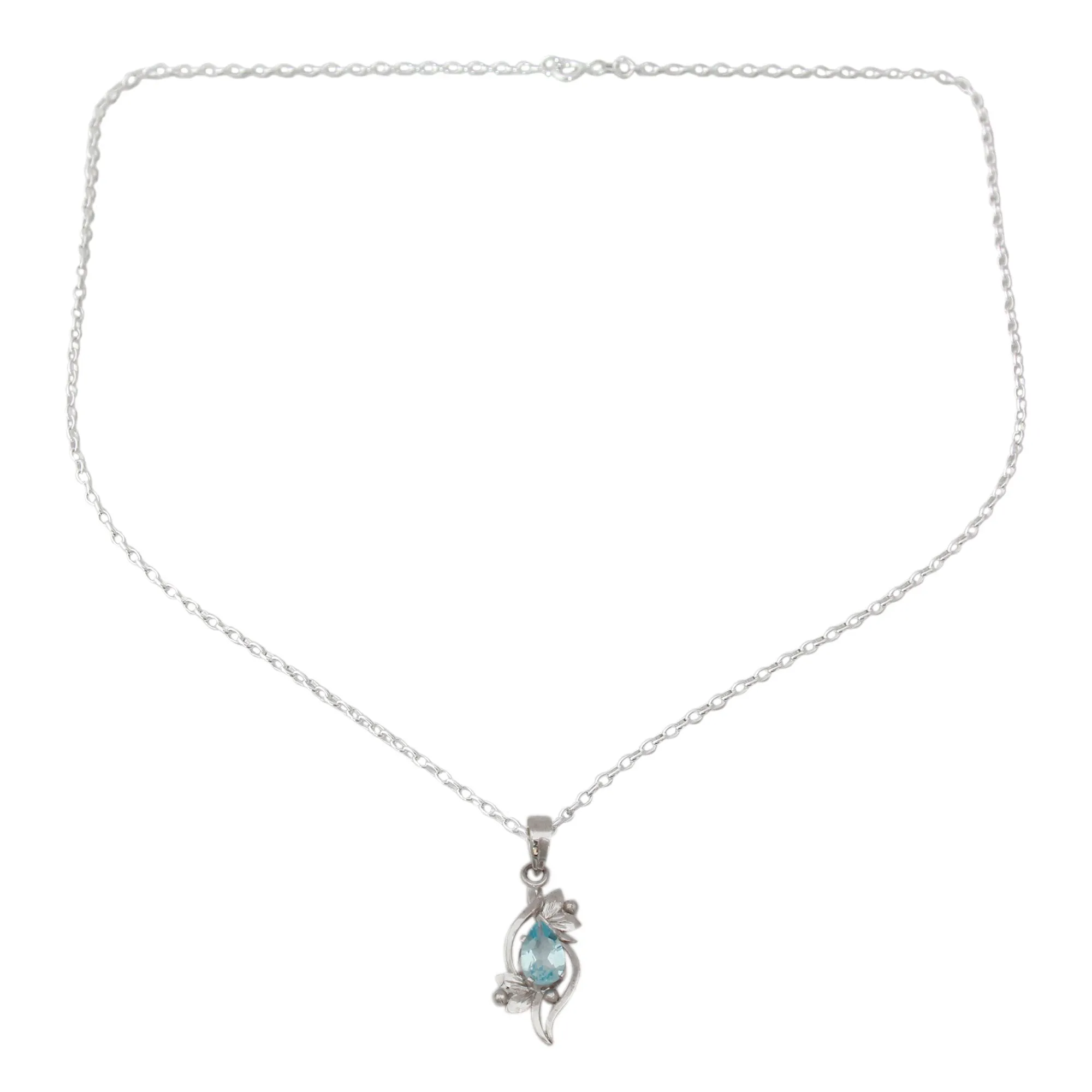 Blue topaz pendant necklace - Grace | NOVICA