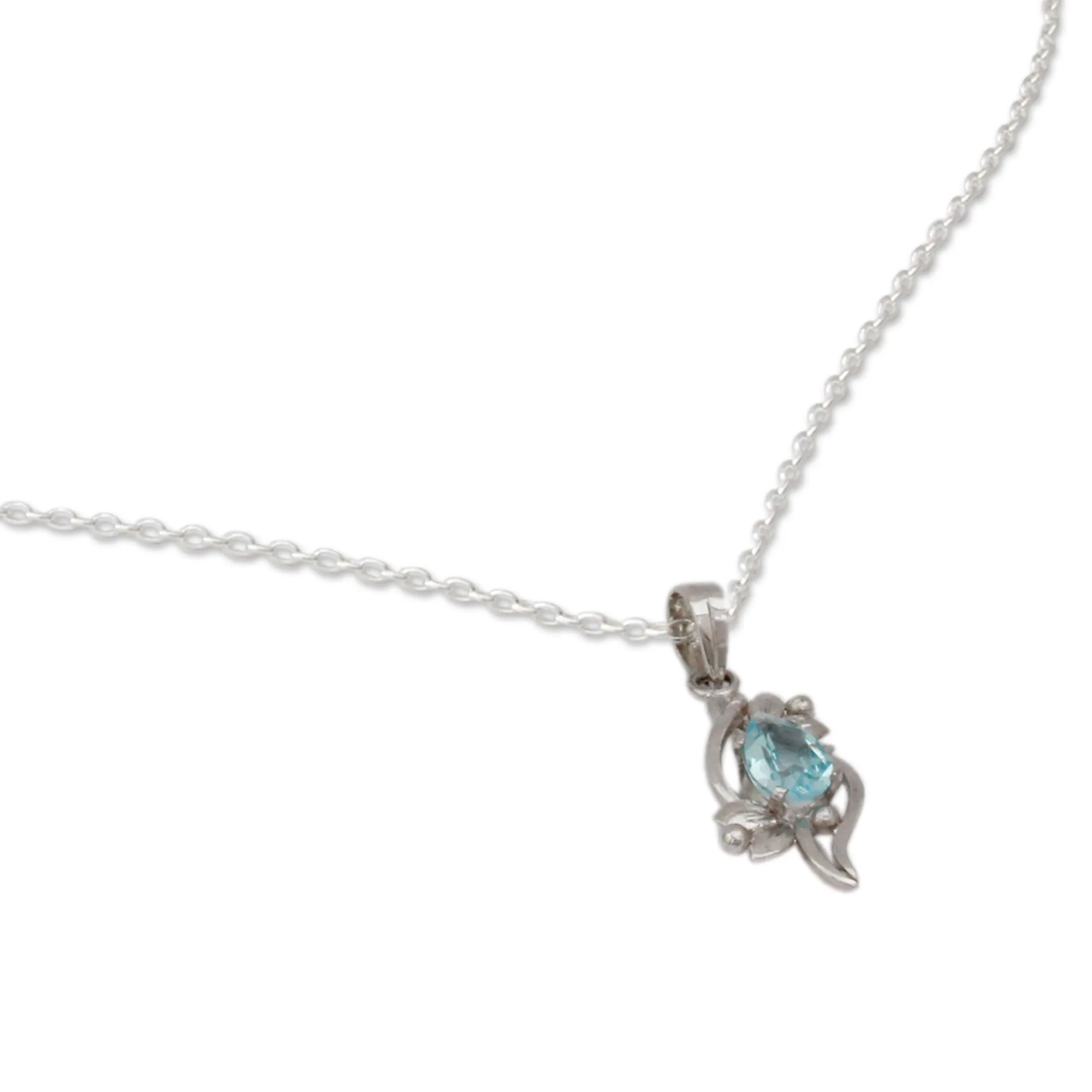 Blue topaz pendant necklace - Grace | NOVICA