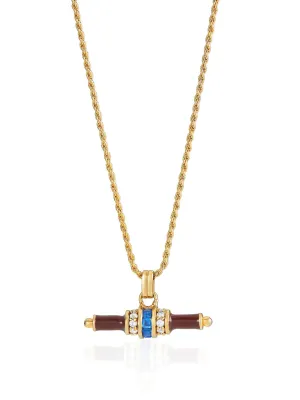 Bridget 18kt gold vermeil and brown enamel T-bar necklace