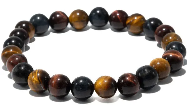 Brown, Red, And, Blue Tigers Eye Natural Gemstone Bracelet