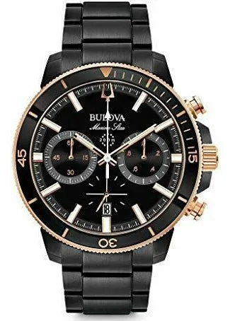 BULOVA GENTS MARINE STAR CHRONOGRAPH BLACK BRACELET 98B302