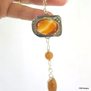 Carnelian artisan bracelet set in solid sterling silver