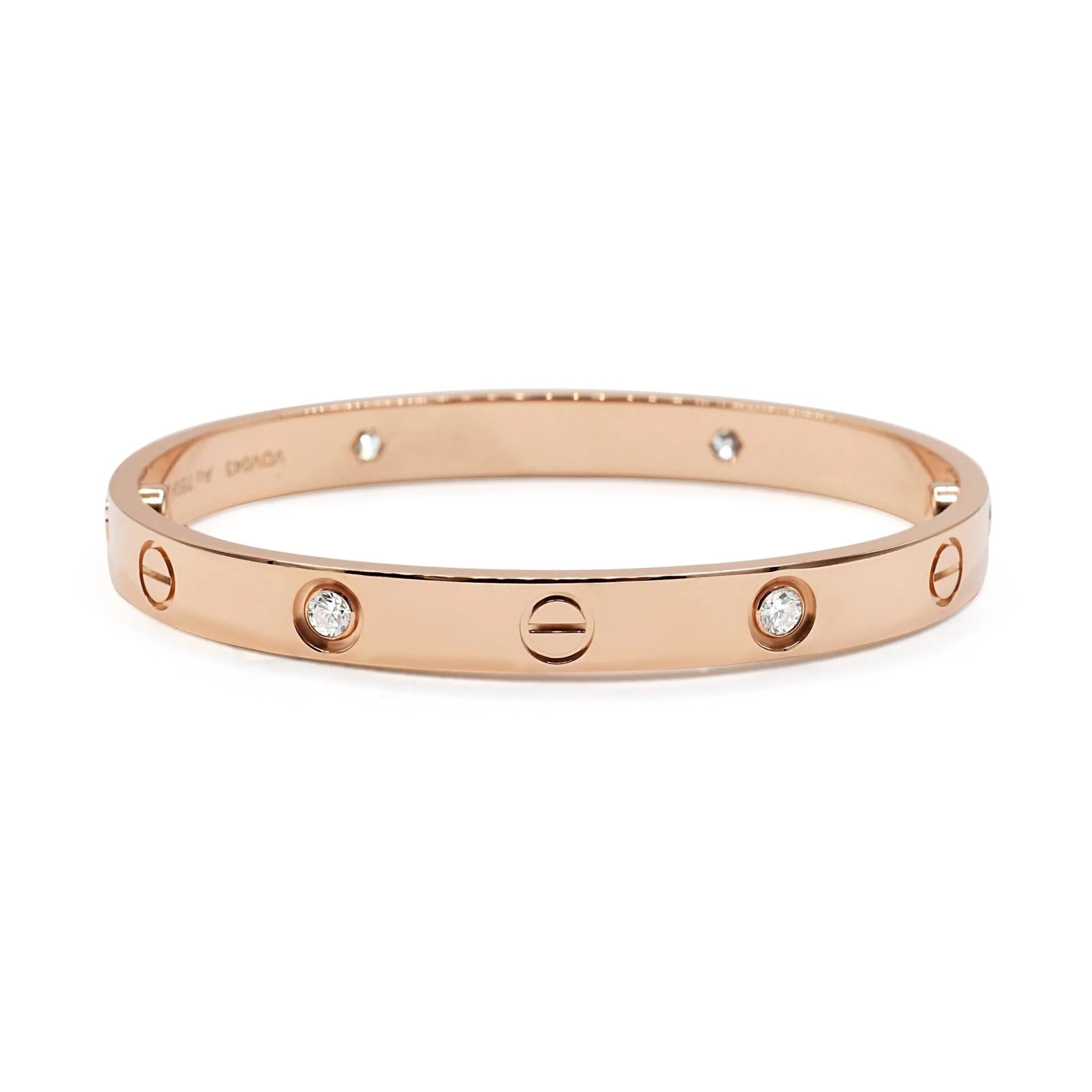 Cartier Love Bangle Size 16, 4 Diamonds - 18ct Rose Gold