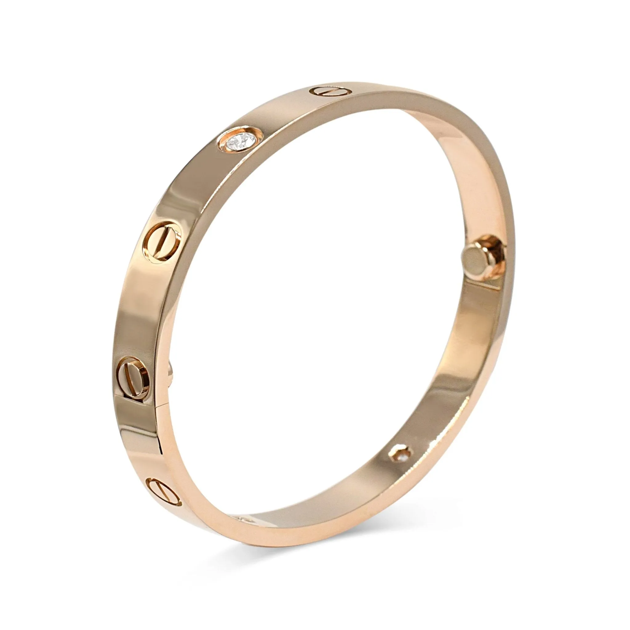 Cartier Love Bangle Size 16, 4 Diamonds - 18ct Rose Gold