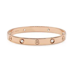 Cartier Love Bangle Size 16, 4 Diamonds - 18ct Rose Gold