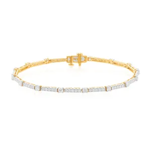 Celebration 9ct Yellow Gold Round Brilliant Cut 2 Carat tw of Lab Grown Diamonds Bracelet