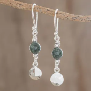 Central American Sterling Silver Jade Dangle Earrings - Maya Aesthetic | NOVICA