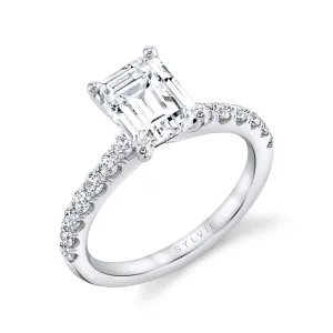 Classic Emerald Cut Engagement Ring - Aimee Platinum White