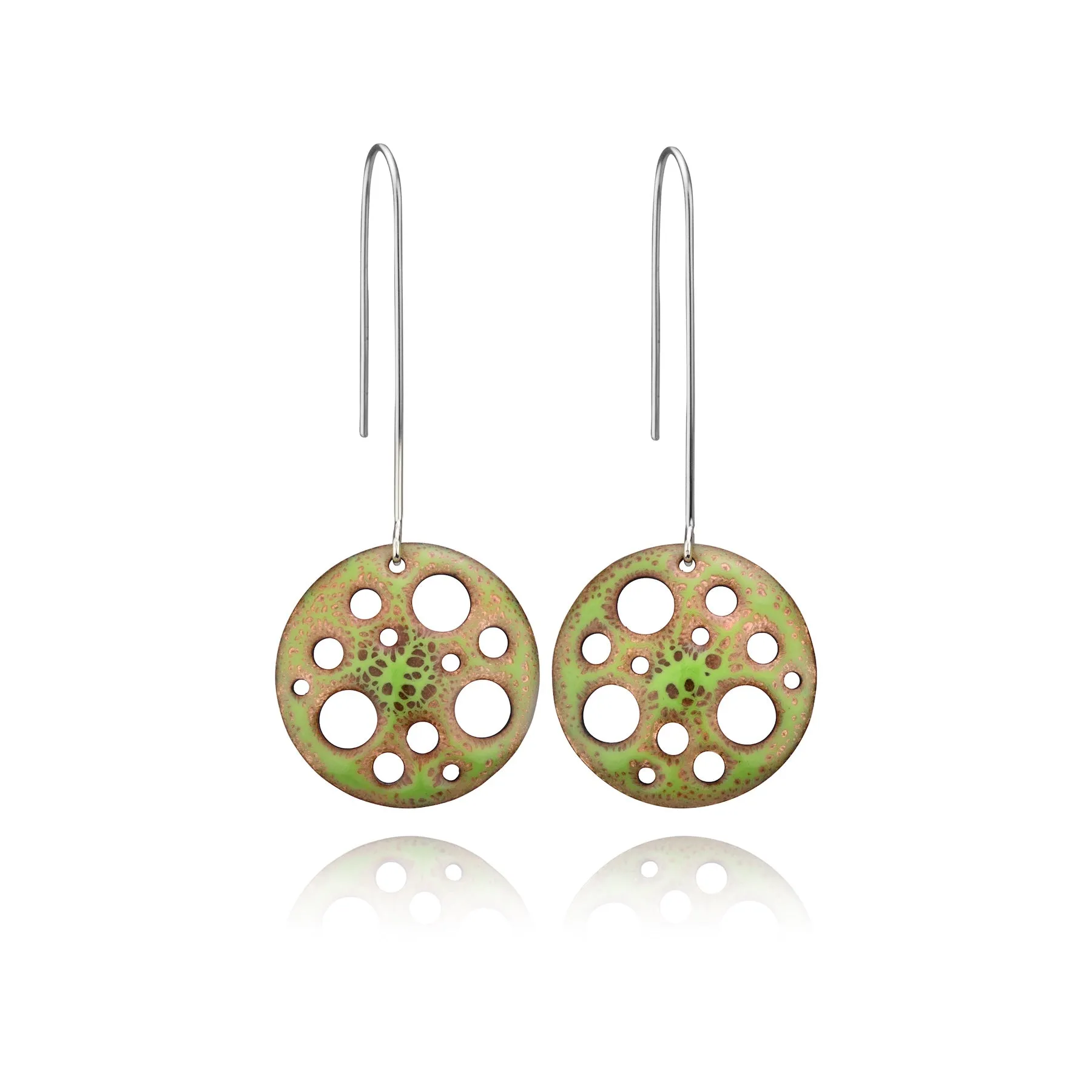 Crackle Moon Earrings in Green by Lena Binnington