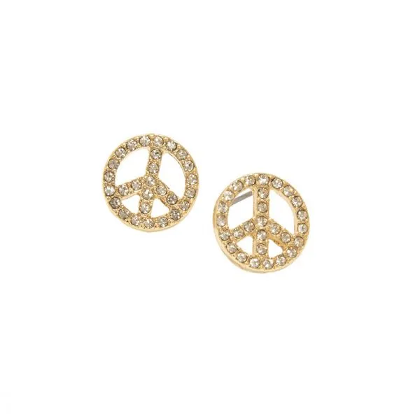 Crystal Peace Sign Stud Earring