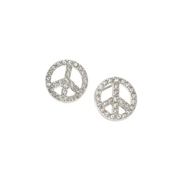 Crystal Peace Sign Stud Earring