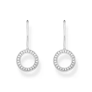 Earrings circular-shaped with white zirconia - silver