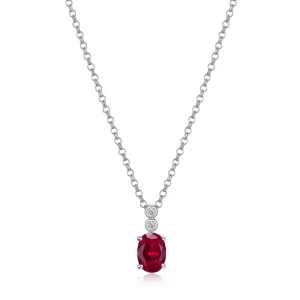 Elle Sterling Silver "Holiday Stars" Created Ruby & Lab Grown Diamond = 0.02ct HI/I1 Pendant with 18"   2" Chain