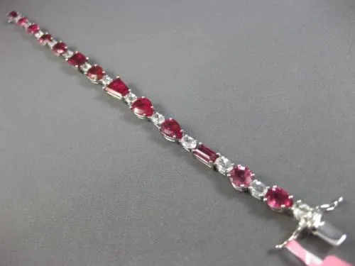 ESTATE WIDE 19.52CT AAA WHITE & PINK TOPAZ 18KT WHITE GOLD OVAL TENNIS BRACELET