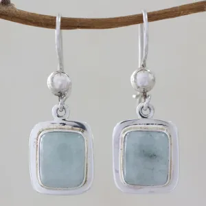 Fair Trade Mint Green Jade and Silver Earrings - Maya Mint | NOVICA