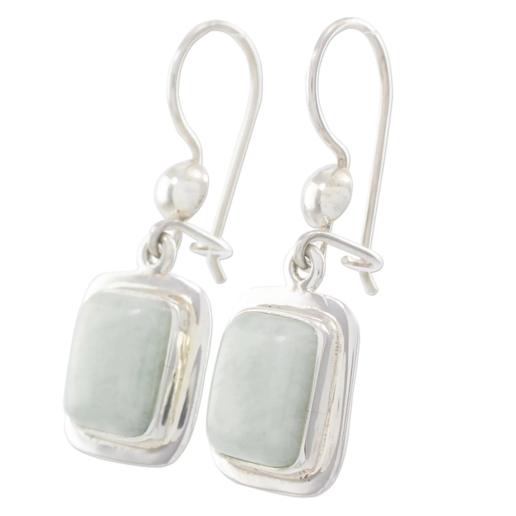 Fair Trade Mint Green Jade and Silver Earrings - Maya Mint | NOVICA