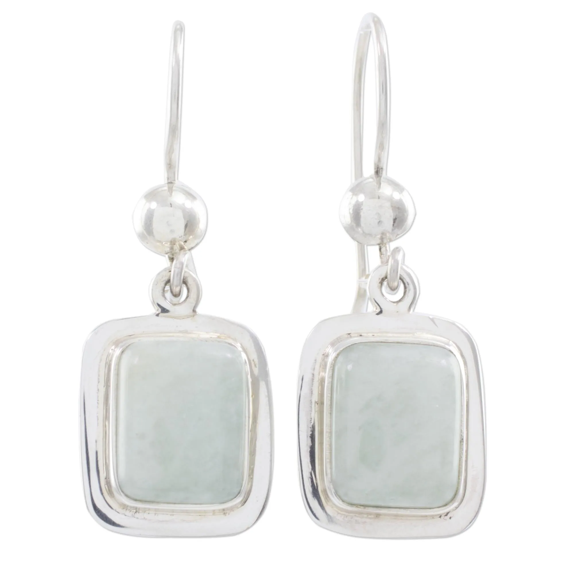 Fair Trade Mint Green Jade and Silver Earrings - Maya Mint | NOVICA