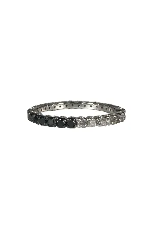 FC Creations Ring 14K Gold Eternity Black/White Diamonds Stackable | White Gold .96 Carats | Clearance Final Sale