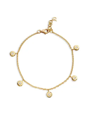 Five Diamond Nesting Gem Yellow Gold Bracelet