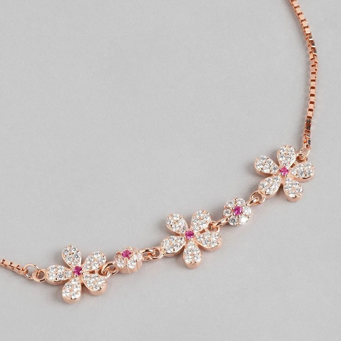 Floral Elegance Rose Gold-Plated 925 Sterling Silver Women's Bracelet