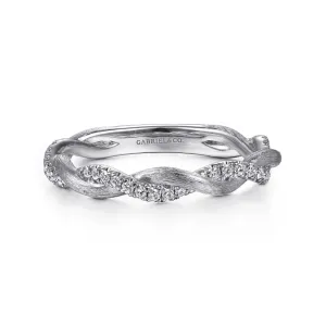 Gabriel & Co. Twist Satin Finish Diamond Stackable Band