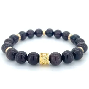 GARNET & GOLD BEADED BRACELET - HALCYON COLLECTION