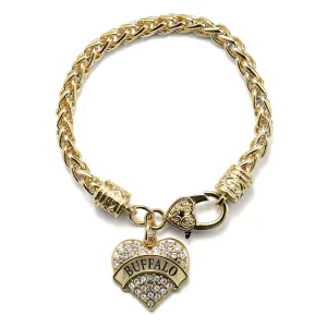 Gold Buffalo Pave Heart Charm Braided Bracelet