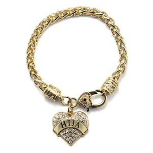 Gold Hija Pave Heart Charm Braided Bracelet