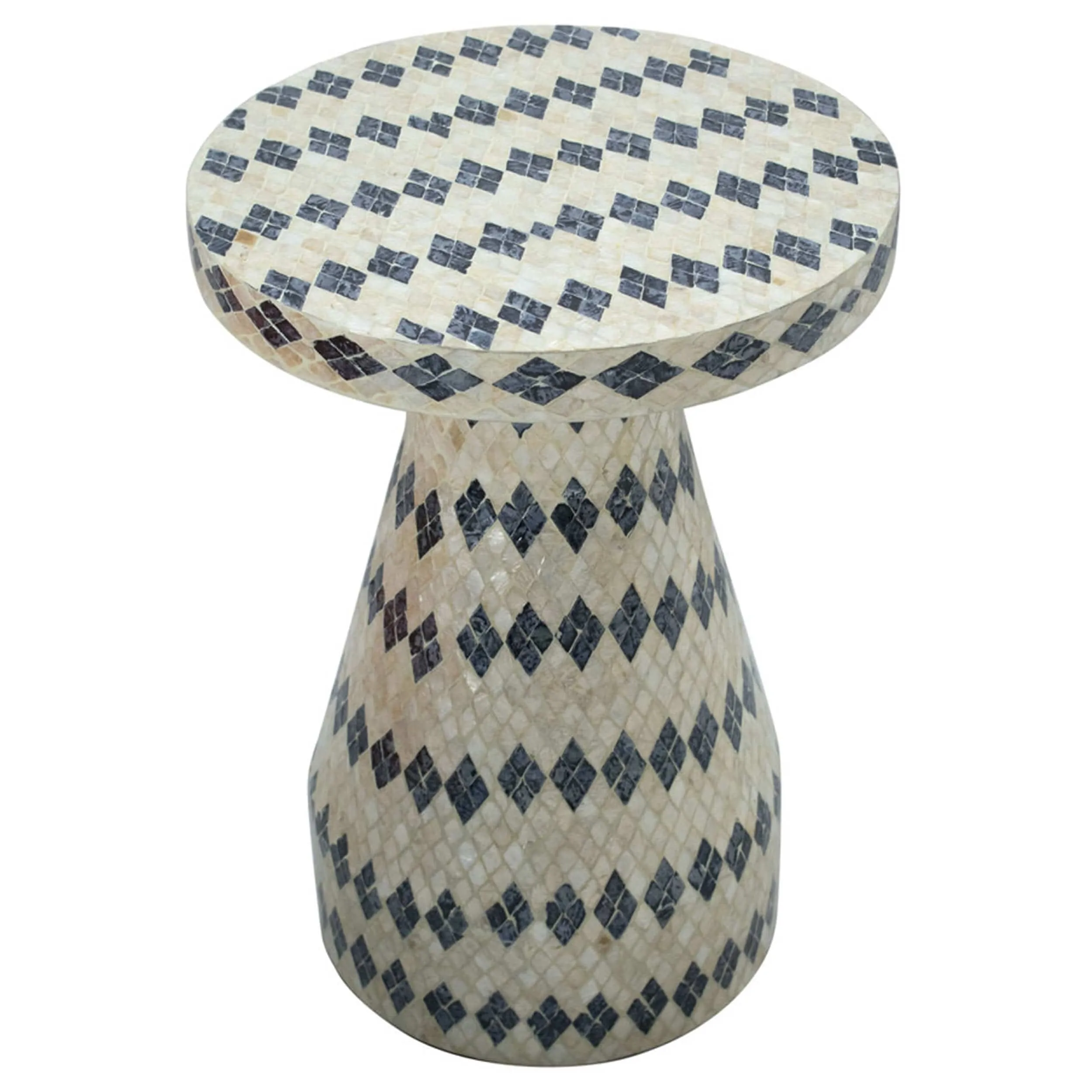 Halio Checkered Side Table, Cream/Blue