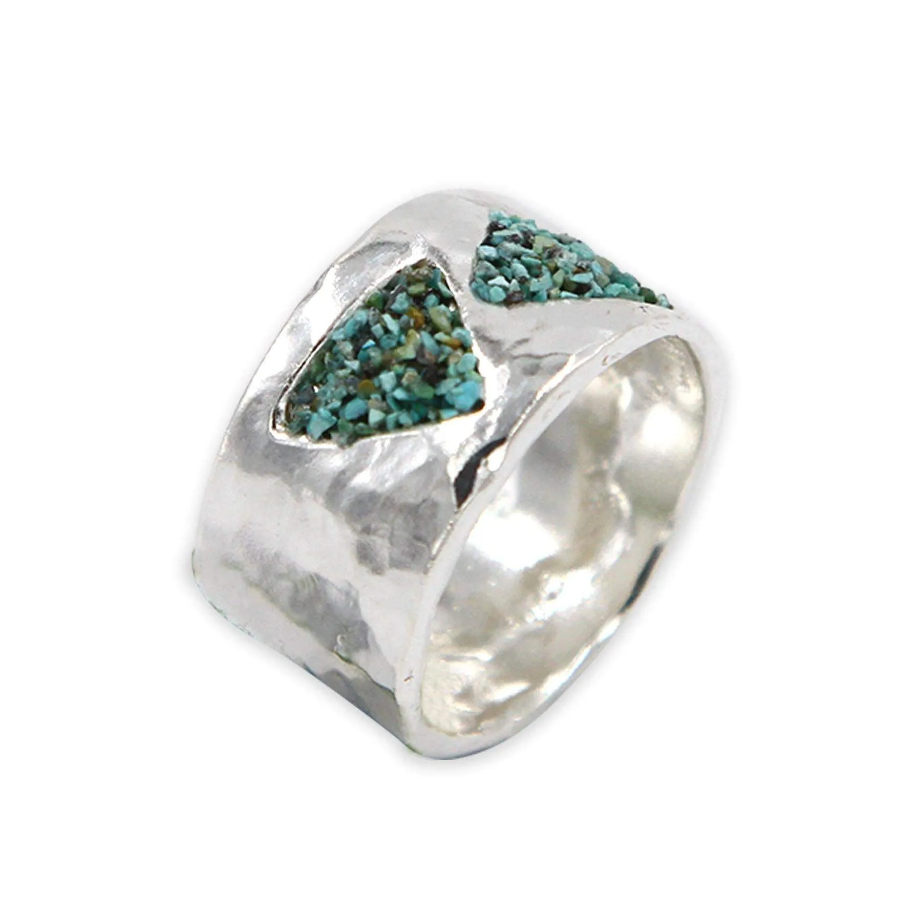 Hammered silver ring - Turquoise stone