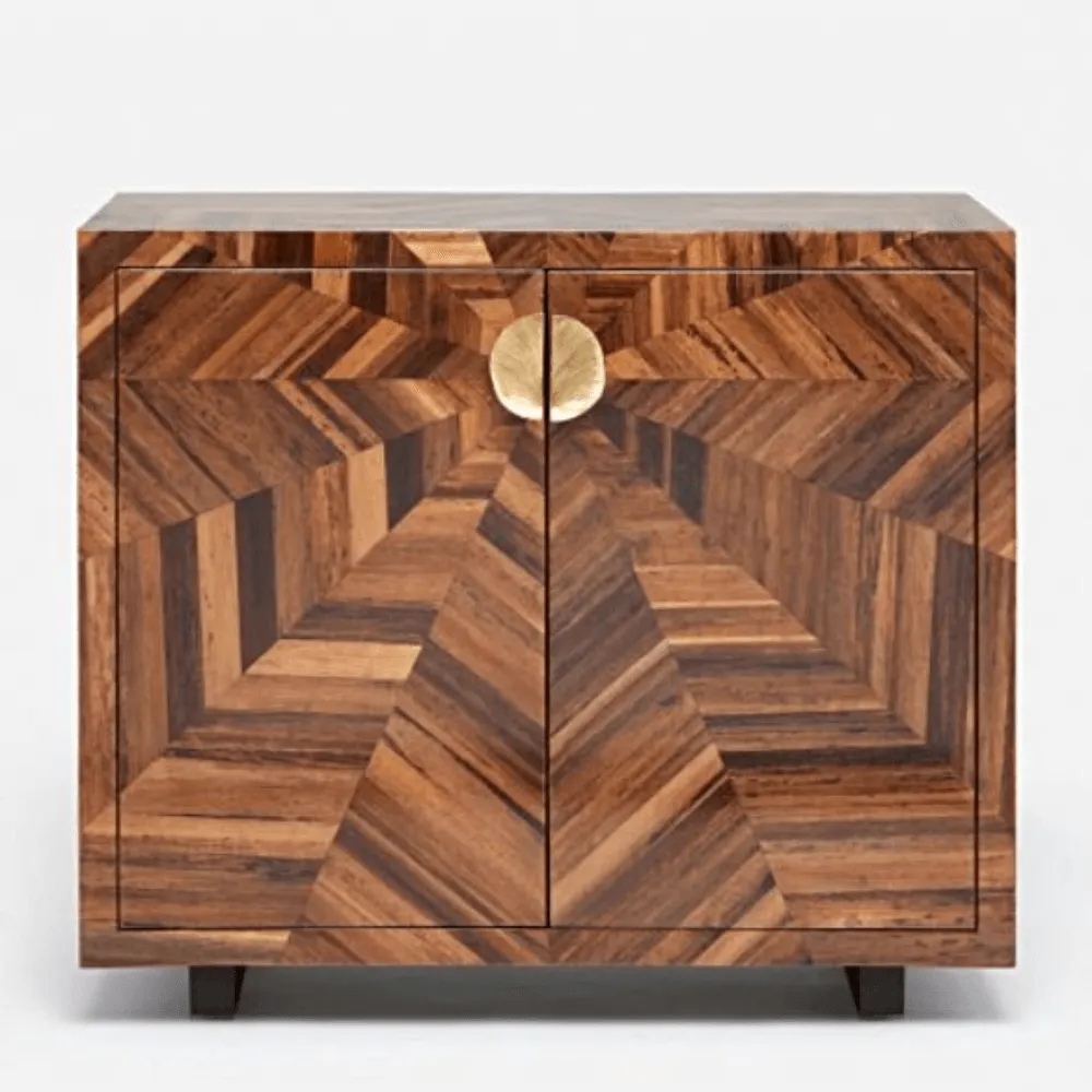 Hand-Laid Banana Bark Cabinet