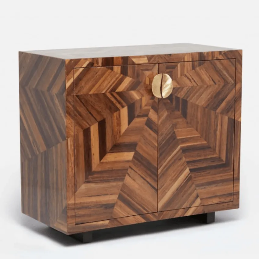 Hand-Laid Banana Bark Cabinet