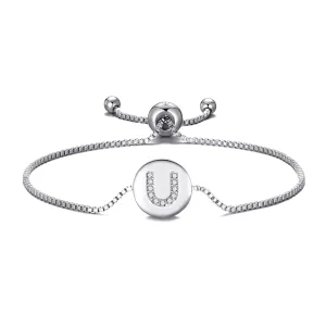 Initial Friendship Bracelet Letter U Created with Zircondia® Crystals