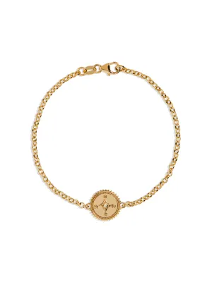 Internal Compass Yellow Gold Stationary Bracelet