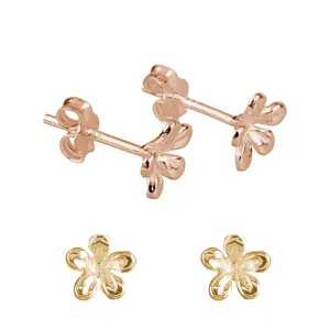 Jasmine Flower Gold Plated Silver Stud Earrings