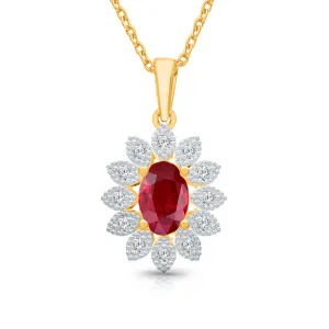 Kallati Ruby Diamond Halo Pendant