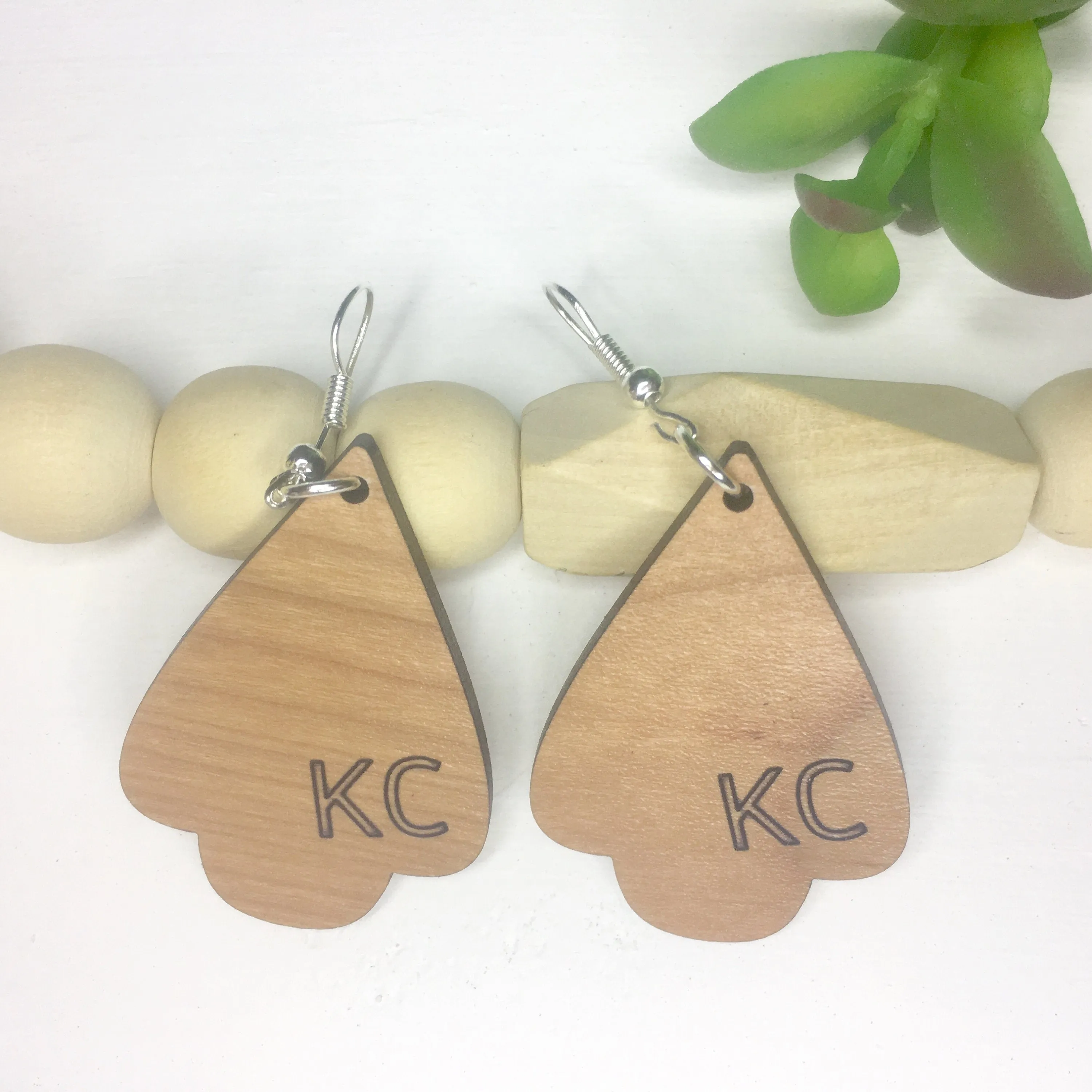 Kansas City Chiefs, KC Chiefs, Wood Dangle Earrings, Chiefs Football, Football Lover, Sports Fan Jewelry