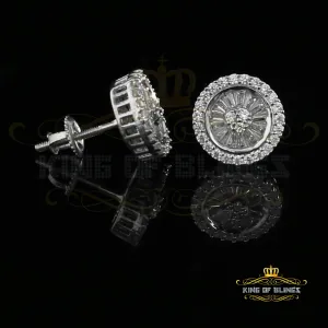 King of Blings- 0.52ct Cubic Zirconia 925 White Sterling Silver Women's Hip Hop Round Earrings