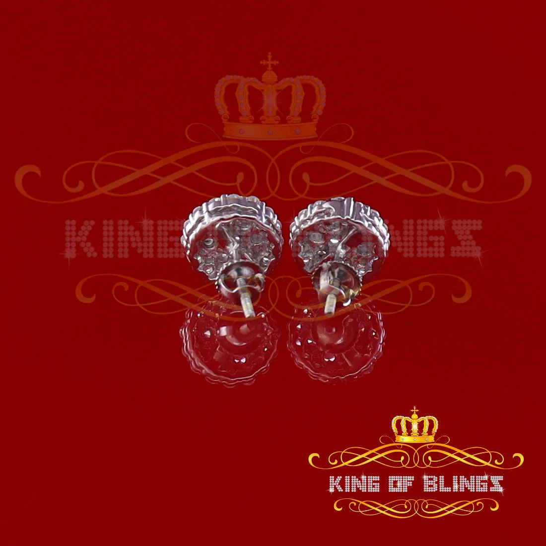 King of Blings- Aretes Para Hombre 925 White Silver 2.45ct Cubic Zirconia Round Women's Earring