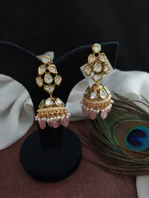 Kundan Jhumki Earrings with Pearl Drops (Different colors)