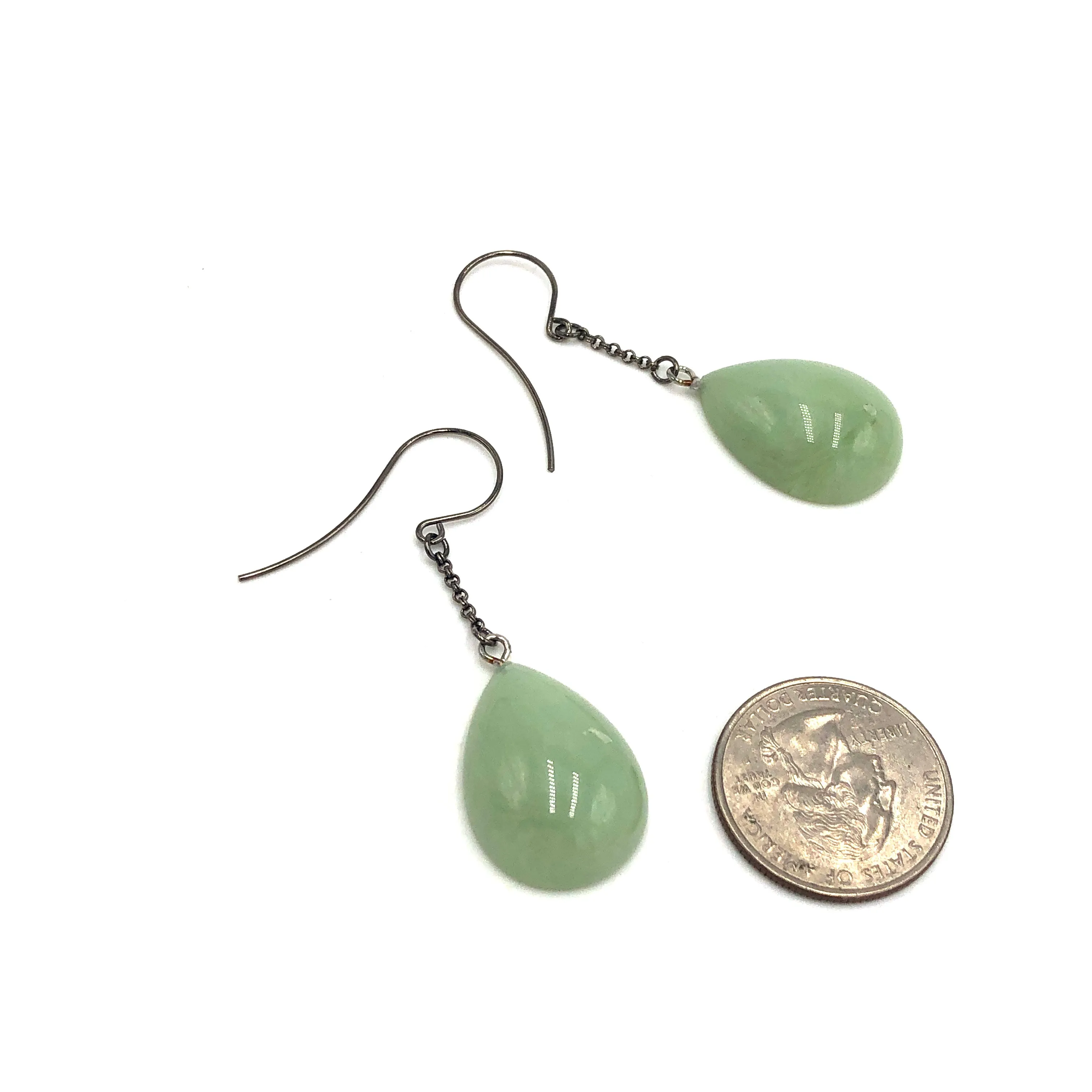 Light Jade Green Pear Chain Earrings