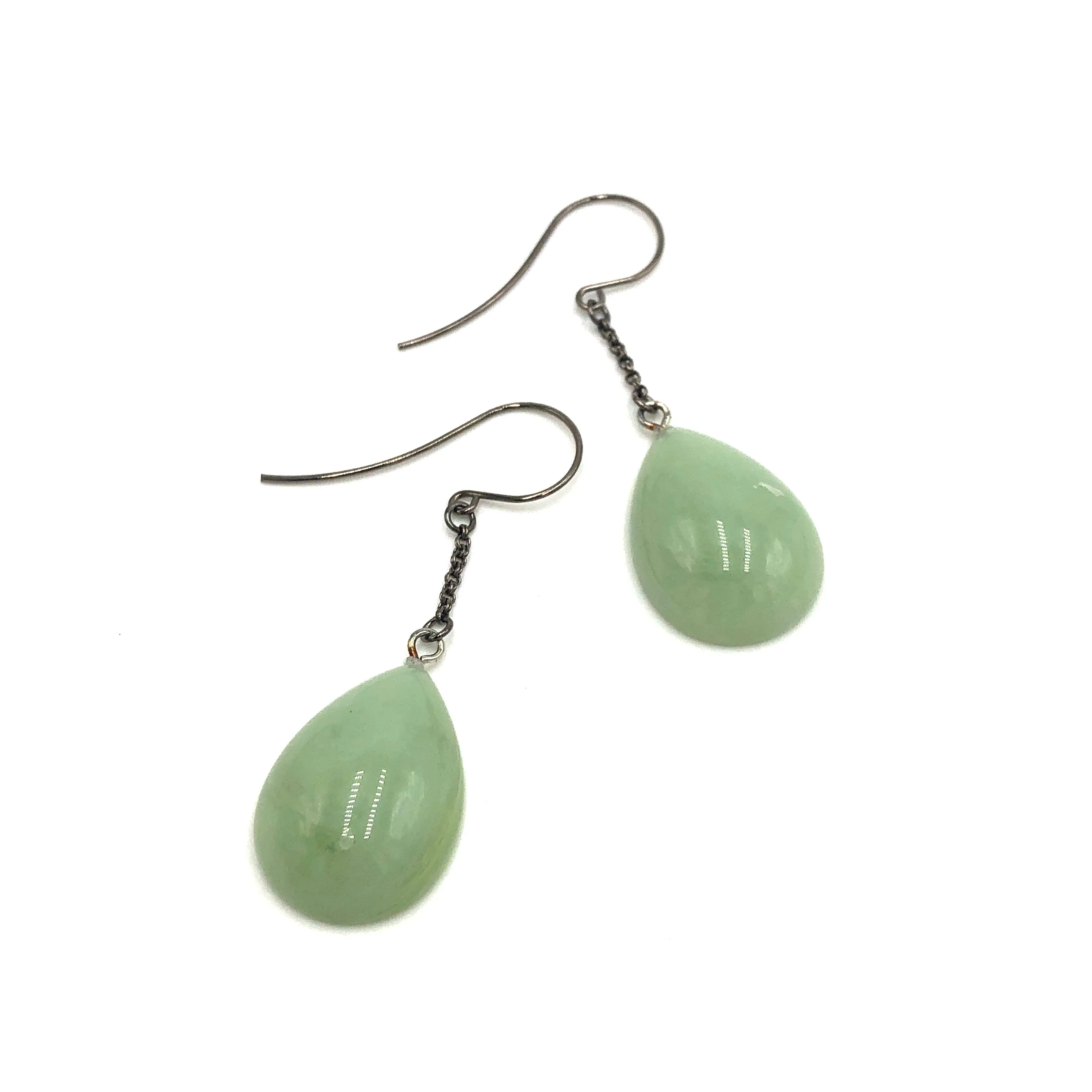 Light Jade Green Pear Chain Earrings