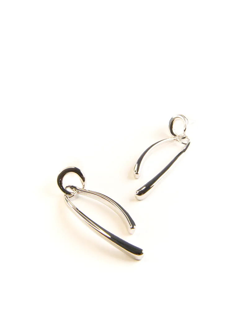 LUNA CURVED BRANCH EARRINGS SILVER