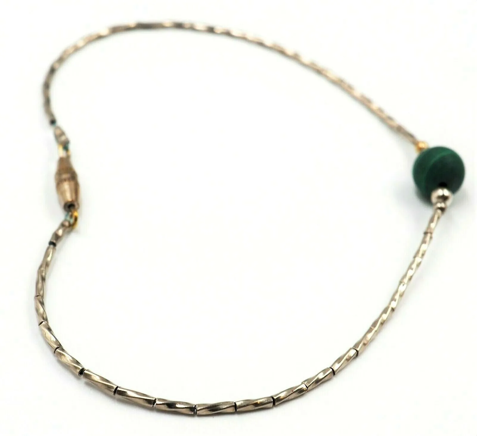 Malachite & Sterling Silver Bracelet Fine Gemstone Jewellery Length: 23cm