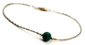 Malachite & Sterling Silver Bracelet Fine Gemstone Jewellery Length: 23cm