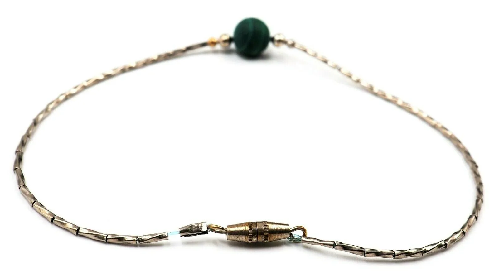 Malachite & Sterling Silver Bracelet Fine Gemstone Jewellery Length: 23cm