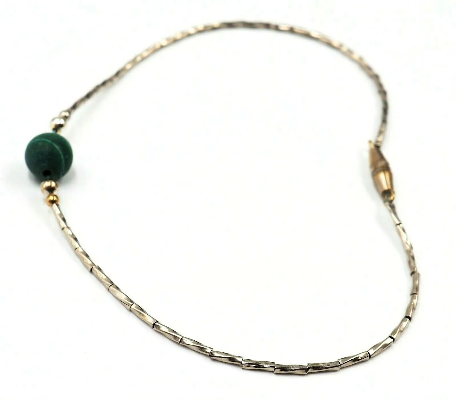 Malachite & Sterling Silver Bracelet Fine Gemstone Jewellery Length: 23cm