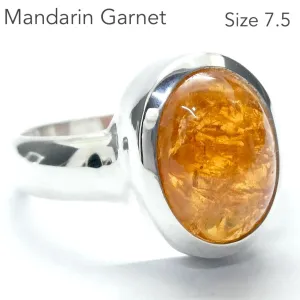 Mandarin Garnet Ring, Oval Cabochon, 925 Sterling Silver p5