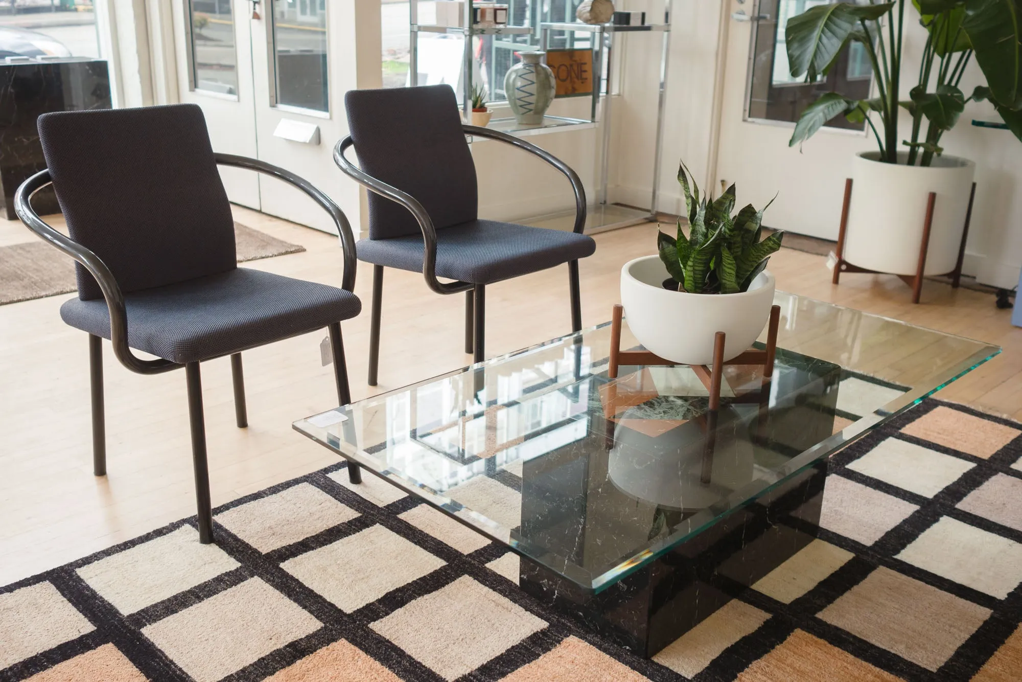 Marble Inlay Pedestal Coffee Table